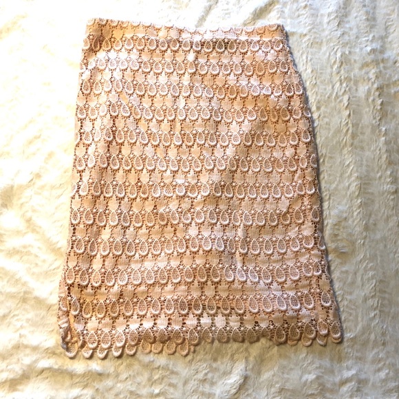 Ann Taylor Dresses & Skirts - Elegant Lace Tan Skirt